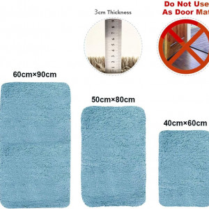 Covoras de baie RMane, albastru, microfibra, 50 x 80 cm - Img 2