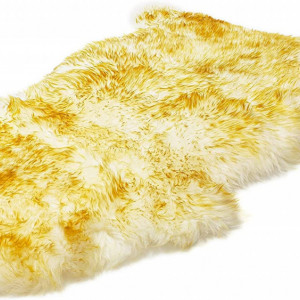 Covoras de blana DERWENT, piele naturala de oaie, alb afumat, 60 x 90 cm - Img 3