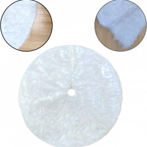 Covoras pentru bradul de Craciun YXHZVON, blana sintetica, alb, 78 x 78 cm - Img 6