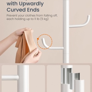 Cuier Songmics, otel/MDF, alb, 40 x 40 x 175,3 cm, Resigilat, Grad A - Img 3