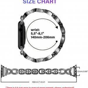 Curea cu carcasa pentru Apple Watch ZXK CO, metal/acril, negru, 14-20,6 cm - Img 6