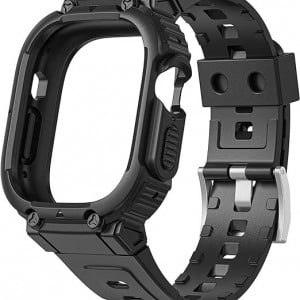 Curea de ceas  SPGUARD, compatibila cu iWatch 8, silicon, negru