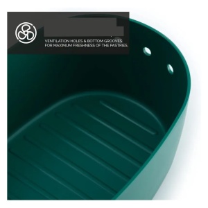 Cutie paine din polipropilena cu capac din bambus, tocator, DOLCE MARE, 38.1x25.4x15.2 cm, dreptunghiulara, Verde, Resigilat, Grad A - Img 2