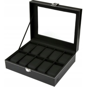 Cutie pentru ceasuri, Songmics, model JWB12BV2, neagra, 12 ceasuri, 7,8x30,2x20,2cm, Resigilat, Grad A