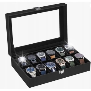Cutie pentru ceasuri, Songmics, model JWB12BV2, neagra, 12 ceasuri, 7,8x30,2x20,2cm, Resigilat, Grad A - Img 2