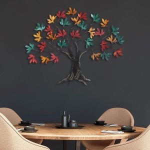 Decor de perete model copac, metal pictat manual, 115x94x4 cm, 1.82 kg, design artistic unic, multicolor - Verificat A · Re-Bloom - Img 2