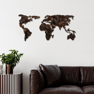 Decor de perete Re-Bloo, model World Map, metal, maro inchis, 127 x 60 x 1 cm - Img 4