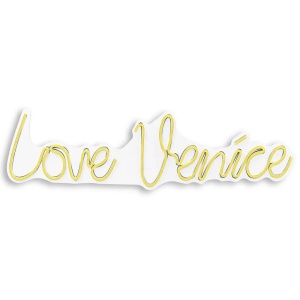 Decor de perete Re-Bloom, Love Venice, LED, PVC, galben, 60 x 2 x 15 cm