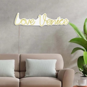 Decor de perete Re-Bloom, Love Venice, LED, PVC, galben, 60 x 2 x 15 cm - Img 4