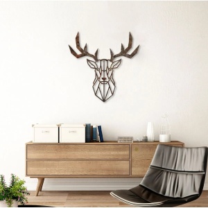 Decor de perete Re-Bloom, model cerb, metal, maro, 51 x 51 cm - Img 2