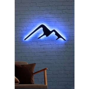 Decor de perete Re-Bloom, model munti, LED, MDF, negru/albastru, 70 x 25 cm - Img 3