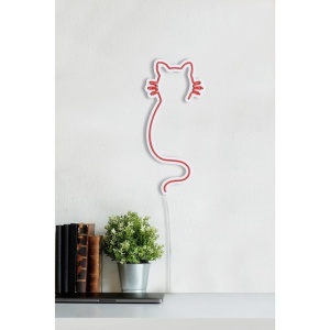 Decor de perete Re-Bloom, model pisica, LED, rosu, 22 x 48 cm - Img 3
