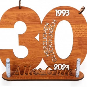Decoratiune aniversara pentru 30 de ani LIGHTNETSEE, lemn, maro, 29 x 18,5 cm