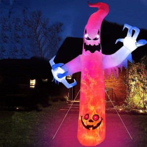 Decoratiune fantoma gonflabila iluminata pentru Halloween YIZHIHUA, poliester, multicolor, 243 cm - Img 5