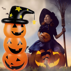 Decoratiune gonflabila pentru Halloween Leohome, dovleac, PVC, portocaliu/negru, 140 x 60 cm - Img 3