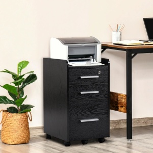 Dulap de birou cu 3 sertare si 5 roti Re-Bloom, PAL/MDF P2, 39.2x40x65.4 cm, chei securitate, 50 kg, negru - Verificat A · Re-Bloom - Img 3