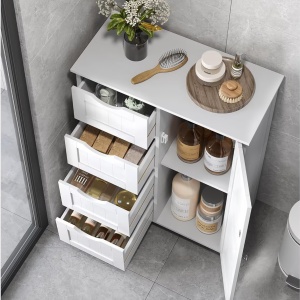 Dulap pentru baie Vasagle, MDF, alb, 55 x 28,5 x 82 cm, Resigilat, Grad A - Img 4