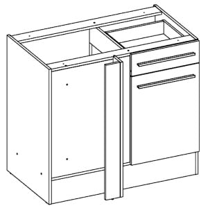 Dulap pentru bucatarie Pattburg, MDF, alb/negru, 115 x 90 x 60 cm