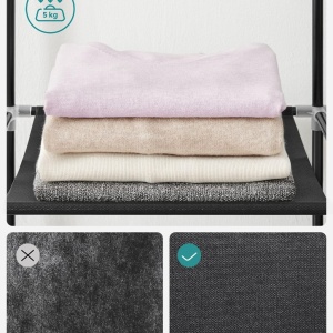Dulap Songmics, otel/plastic/textil, negru, 130 x 45 x 167 cm, Resigilat, Grad A - Img 4