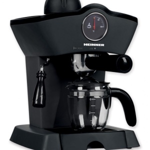 Espressor Heinner HEM-200BK, Putere 800W, Capacitate 250ml, Presiune 3.5Bar, Filtru inox, Negru