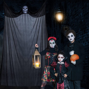 Fantoma plutitoare Halloween Formizon, textil, negru/alb, 3,3 x 1,8 m - Img 4
