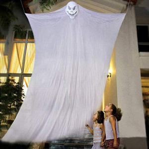 Fantoma plutitoare Halloween Idefair, textil, alb, 3,3 x 2m - Img 6