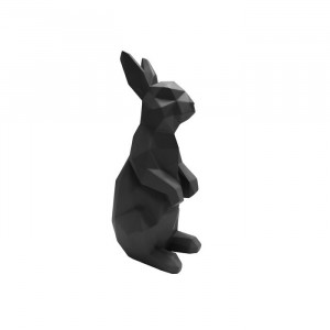 Figurina iepuras, polyresin, neagra, 25,2 x 12,5 x 8,7 cm