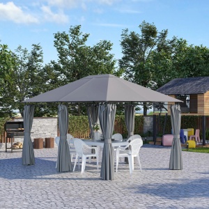 Foisor 3x4 m Re-Bloom, otel vopsit cu pulbere/poliester PA, 4x3x2.72 m, 6 perdele detasabile, stresina 1.92 m, gri/negru - Verificat A · Re-Bloom - Img 2