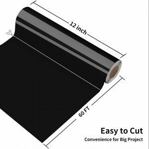 Folie de transfer din vinil Huaxing, negru lucios, 30,5 x 180 cm