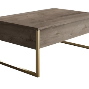 Forme XL set 3 piese living, comoda TV 180cm, masuta cafea 90cm, comoda 160cm, PAL 18mm, picioare metal, nuc si auriu - Verificat A · Re-Bloom - Img 4