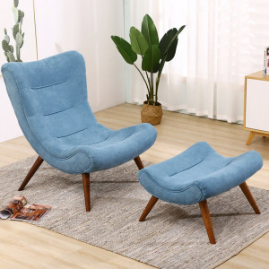 Fotoliu cu scaun pentru picioare Hardin, albastru, 102 x 78 x 75 cm - Img 7