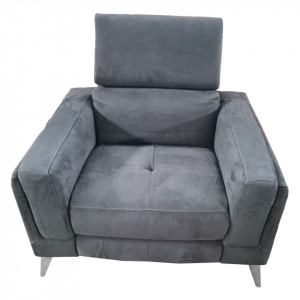 Fotoliu recliner Home Affaire, piele intoarsa ecologica, gri, 75 x 45 x 100 cm - Img 1