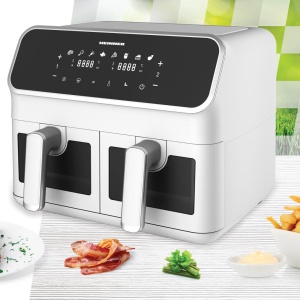 Friteuza dubla cu aer cald Heinner DualFry Supreme HAF-H8DB17WH Capacitate 8L, Control digital, 8 programe prestabilite, Alb - Img 3