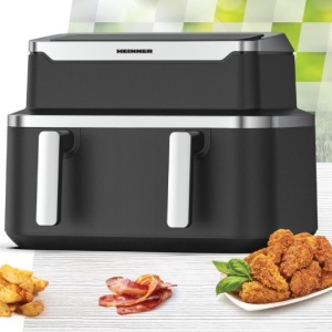 Friteuza dubla cu aer cald Heinner match&sinc HAF-DDB9BK26, 2600w, capacitate totala 9l, control digital individual, termostat reglabil 60-200 grade, negru, RESIGILAT, 1 AN GARANTIE - Img 2