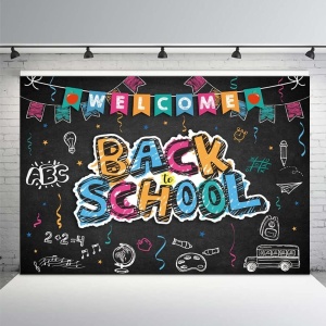 Fundal foto Back to School Aibiin, poliester, multicolor, 210 x 150 cm