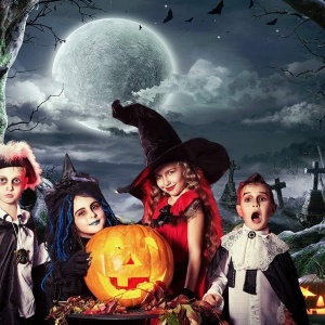 Fundal foto pentru Halloween Aiikes, vinil, multicolor, 240 x 180 cm