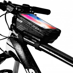Geanta/suport telefon pentru bicicleta Niluoya, fibra de carbon, negru, 10,49 x 17,98 cm - Img 1