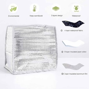 Cumpara Geanta termica pentru pranz Binoster, tesatura oxford/folie aluminiu, albastru inchis, 22, 5 x 19 x 15 cm de la Chilipirul-zilei în rate, cu cardul sau plata la livrare