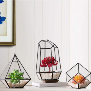 Ghiveci decorativ pentru plante Asvert, sticla, transparent, 15 x 15 x 15 cm - Img 2