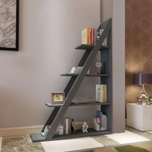 Hanah Home biblioteca, PAL melaminat, 100x29.5x150 cm, grosime 18mm, design modern/scandinav, antracit - Verificat A · Re-Bloom - Img 6