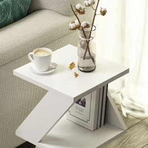 Hanah Home masa laterala, PAL melaminat 18mm, 30x30x50 cm, alb - Verificat A · Re-Bloom - Img 4