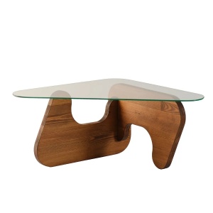 Hanah Home masuta cafea living 86x66x36 cm, blat sticla securizata, cadru pin masiv, maro - Verificat A · Re-Bloom - Img 1