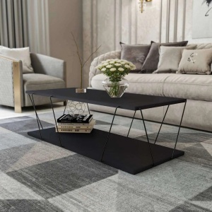 Hanah Home masuta de cafea, PAL melaminat/cadru metal, 120x50x30 cm, grosime 18mm, antracit - Verificat A · Re-Bloom - Img 3