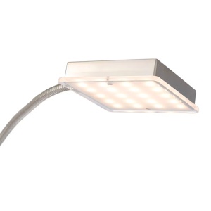 Hans II lampadar LED 2 lumini 190 cm, 22W 2500lm 3000K, dimabil, metal periat, abajur plastic, argintiu/alb - Verificat A · Re-Bloom - Img 3