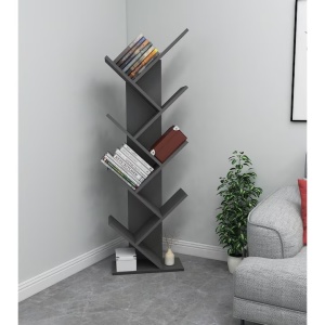 Hitit biblioteca 46x22x128.5 cm, PAL laminat 18mm, rafturi multiple, latime raft 42.2 cm, fixabil perete, antracit - Verificat A · Re-Bloom - Img 2