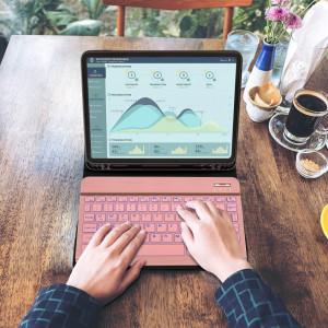 Husa cu tastatura iluminata pentru iPad Pro 11 2020 ZHIKE, plastic, roz, 11 inchi - Img 2