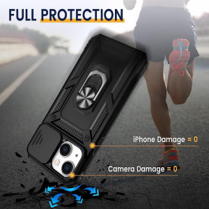 Husa de protectie cu inel compatibil cu iPhone 14 Pro HWeggo, policarbonat/poliuretan, negru 6,7inchi - Img 5