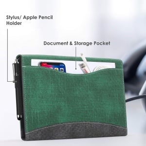 Husa de protectie flip pentru iPad Air 5 2022 Forfront, policarbonat/textil, gri/verde, 10,9 inchi