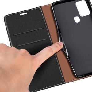 Husa de protectie flip pentru Samsung Galaxy A21s Coodio, TPU/piele PU, negru, 6,5 inchi