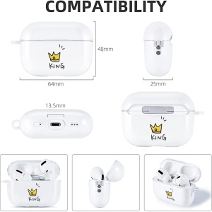 Husa de protectie pentru Airpods Pro 2 2022 Akabeila, silicon/metal, alb/galben/negru, 6,4 x 4,8 x 2,5 cm